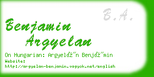 benjamin argyelan business card